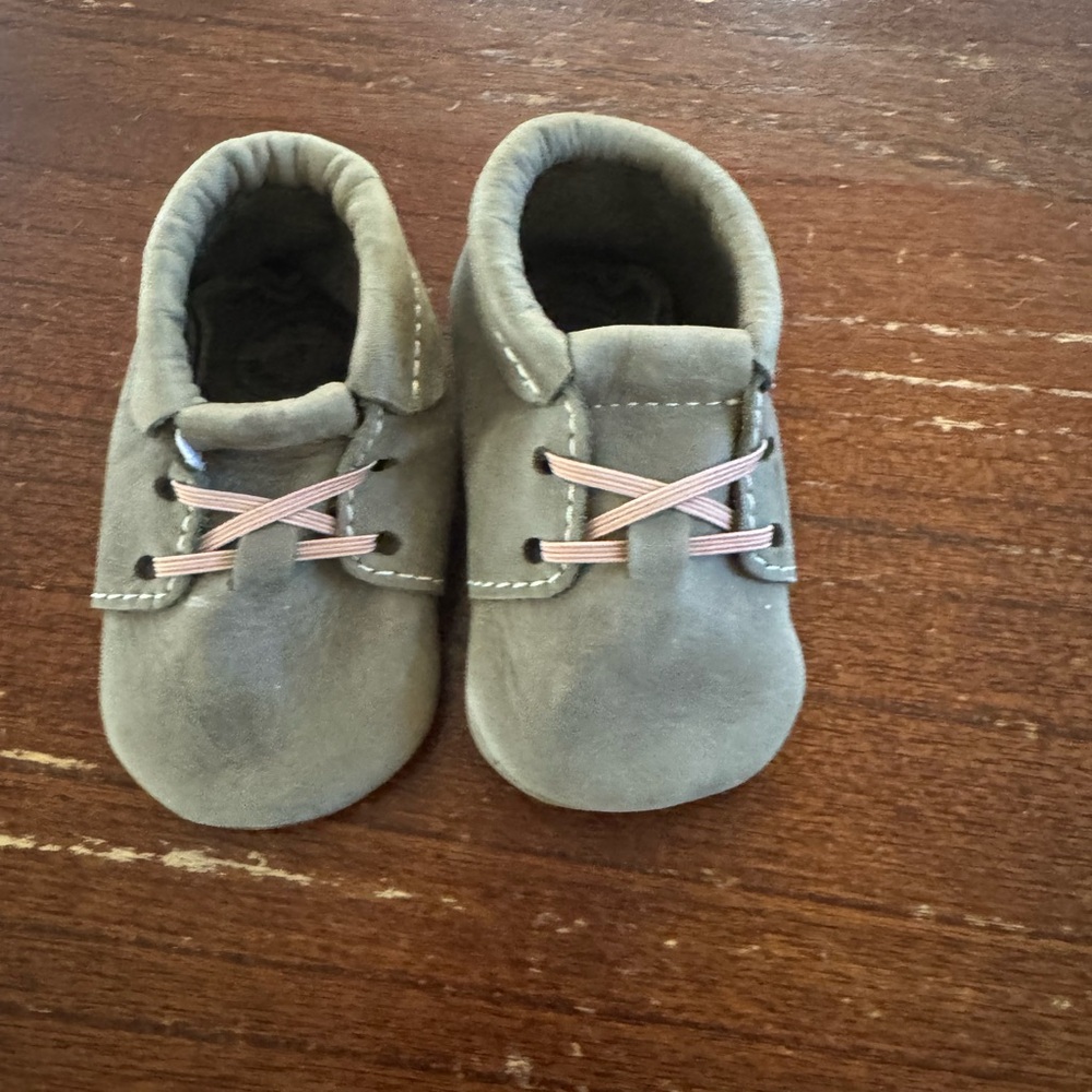 Freshly Picked Sage Green Baby Moccasins - Size 3